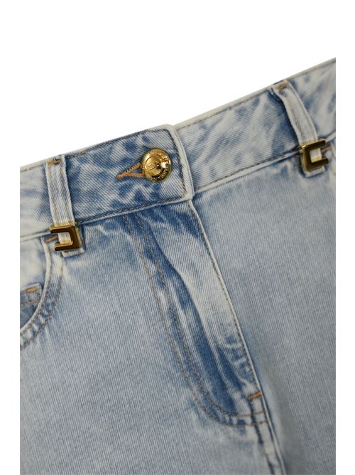 Jeans a palazzo in denim chiaro con dettaglio logo Elisabetta Franchi | PJ94I51E2192